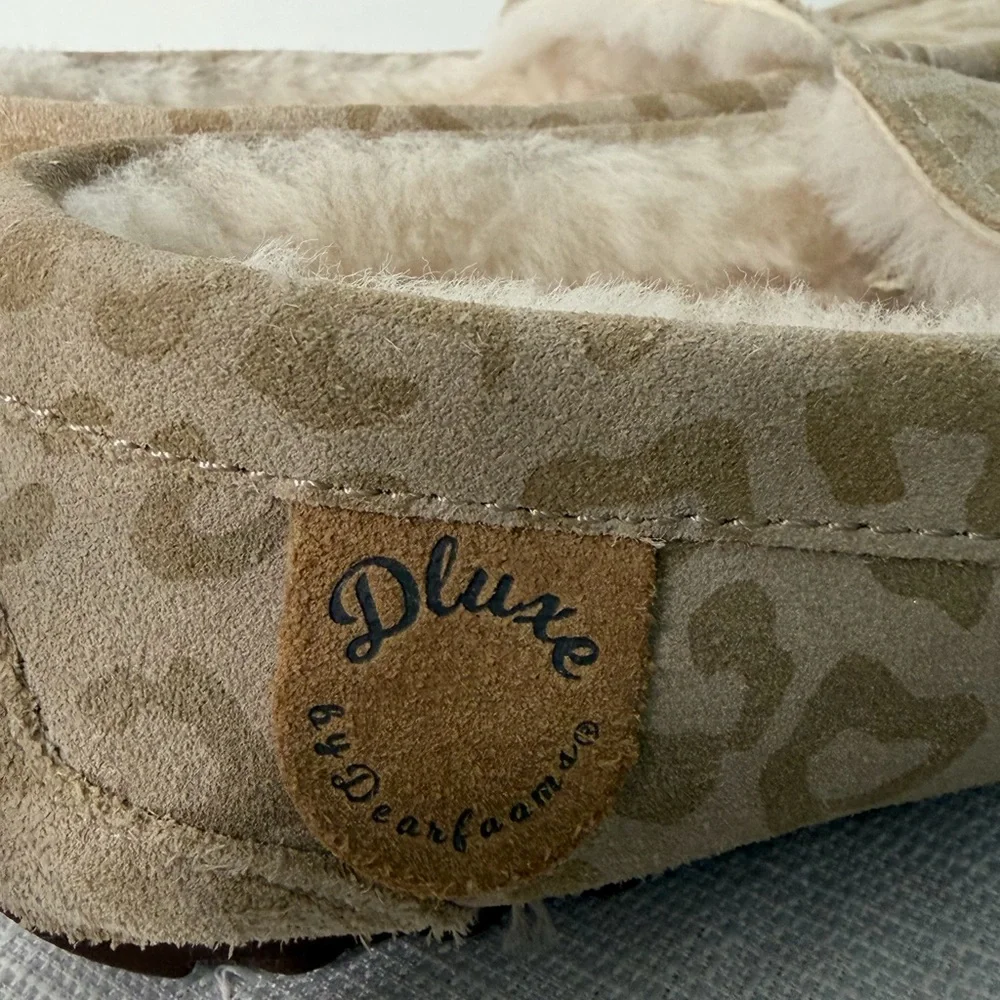 Deluxe Dearfoams Kids Size 1 EU 32 Leopard Print Moccasin Slippers(A327)✨